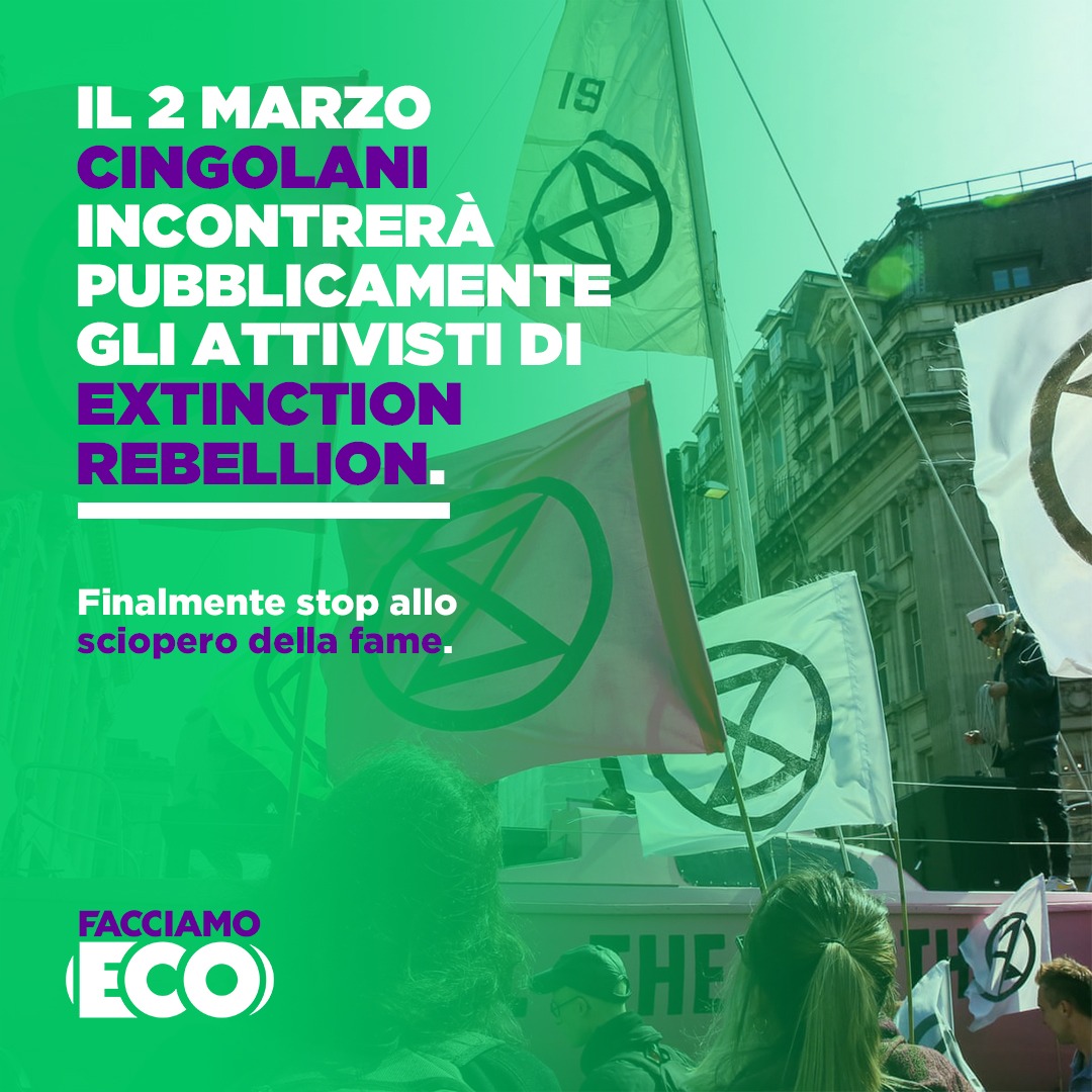 Il 2 marzo #Cingolani incontrerà pubblicamente gli attivisti degli <a href="/XrItaly/">Extinction Rebellion Italia</a>.Felici di aver contribuito con la nostra solidarietà e sostegno al raggiungimento di questo importante risultato. Cingolani ascolti le #giovani generazioni. Anche perché se non ascolta loro...chi rimane?