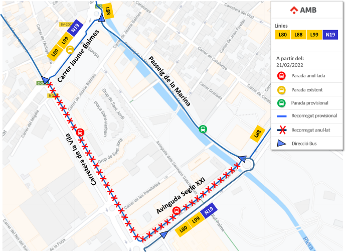 TestAcc28297263's tweet photo. 18/02 - Viladecans:  L80 - L88 - L99 - N19 Desviament provisional a l'avinguda Segle XXI afectant parades
👉 Més info: https://t.co/OyUNlg9Qip https://t.co/C0myLWpgAe