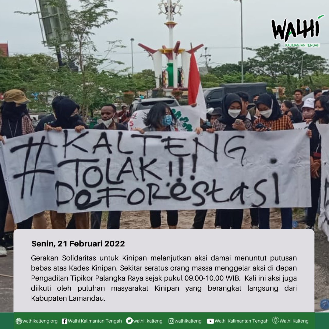 walhi_kalteng's tweet photo. Aksi Gerakan Solidaritas untuk Kinipan mengiringi Sidang Keempat dengan Agenda Putusan Sela Perkara Kades Kinipan 💪

#SAVEKinipan #KeadilanuntukKinipan #SelamatkanHutanKinipan #BebaskanKadesKinipan #HentikanPTSMLBabatHutanKinipan #WalhiKalteng #KaltengTolakDeforestasi https://t.co/krguRxwmqT