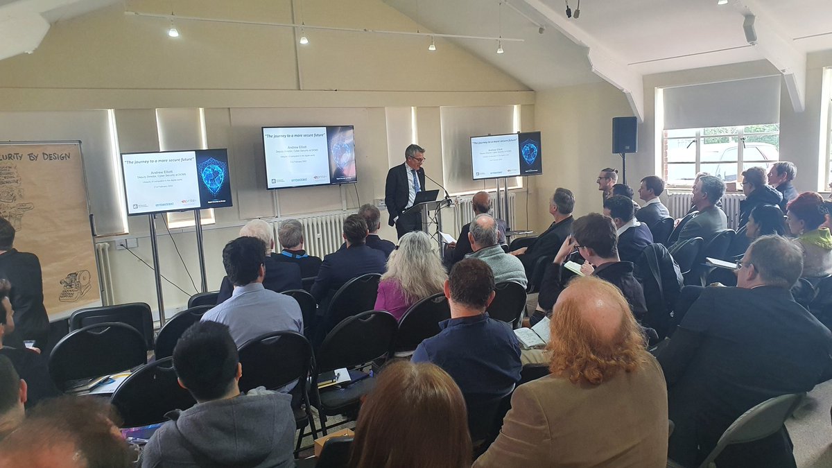 DSbDTech's tweet photo. Andrew Elliot, Deputy Director for #CyberSecurity @DCMS promotes the opportunity of how to engage with #DSbD via the Technology Access Programme with @DigiCatapult. #Morello #CHERI #innovation @Arm #DigitalSecurity #DSbDTech https://t.co/ibo4wRlgmv