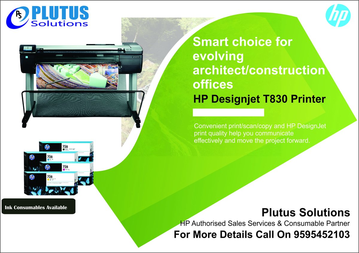PlutusSolution's tweet image. HP Designjet Plotter .
Smart choice for evolving architect/construction offices. For Demo call on 9595452103
#HpPlotter #HPMultifunctionalPrinter #DigitalPrinting #CAD #GIS #HPDesignjetPrinter