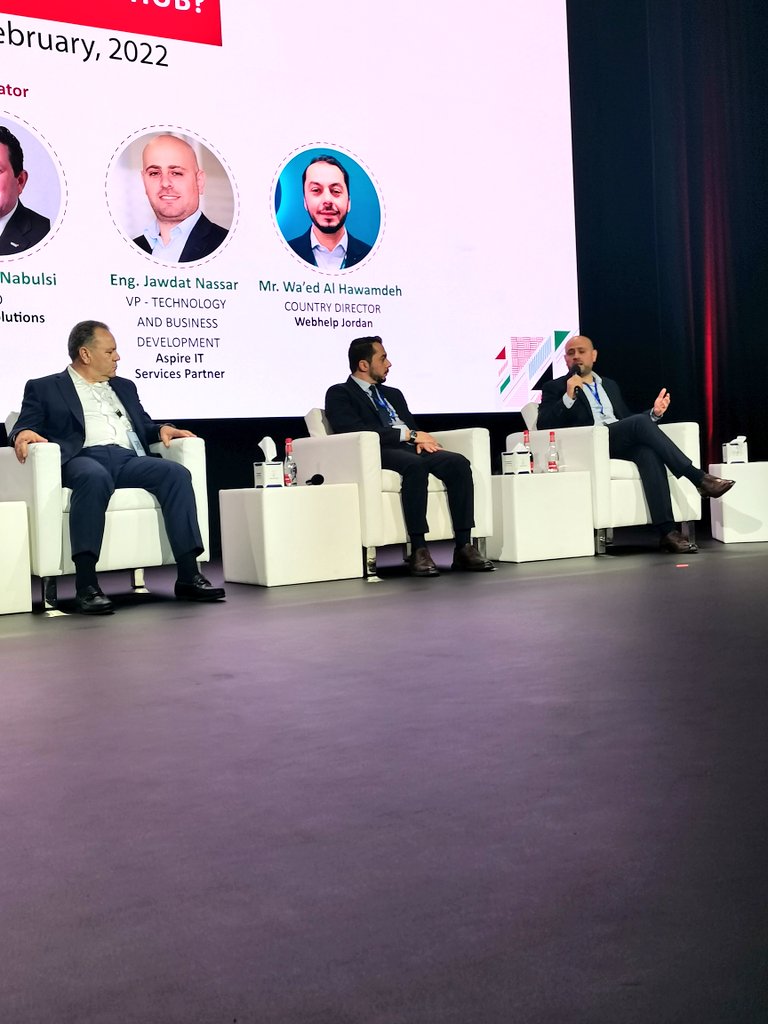 intajICTJO's tweet photo. Informative insights by Dr. #MutazNabulsi
Eng.@Raed79 
Mr.@morfaly001 
Mr.#WaedAlHawamdeh
Eng. @JawdatNassar during "Are Jordanian Talents the key to why #Jordan is ITO/BPO International Hub?"session in #JOITED
@MoDEEJO
@PwC_Middle_East
@Webhelpjo @AspireJordan https://t.co/DgtGGNWYJ7