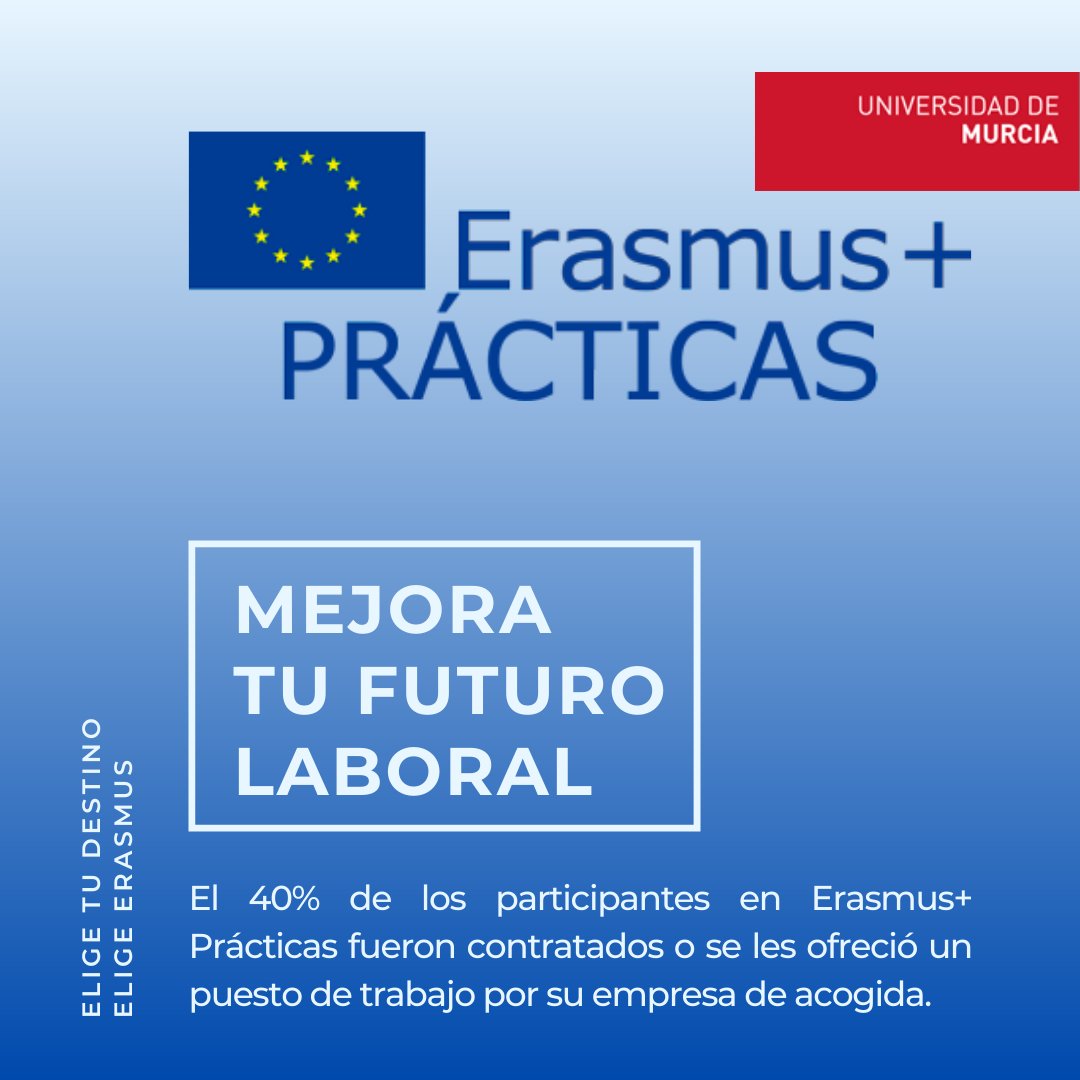 internacionalUM's tweet photo. 😎🇪🇺Realiza tus #prácticas en empresas e instituciones de toda Europa con Erasmus+ Prácticas para el curso 2021/22

La solicitud para la última fase de esta convocatoria está abierta hasta 🗓 el 9 de marzo https://t.co/AkPFfboHKq