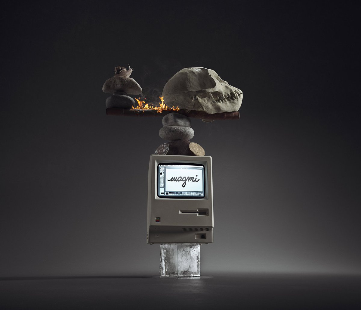 Mr__OG's tweet photo. @tokenprintnft @HPPRSNFT obviously. 

But also the piece I just got from @TimTadder. 

I've already framed and hung @mikecampau "The Balancing Act" 

But yes, I want Hpprs on my wall. Soon. https://t.co/SZvaOEAdwV