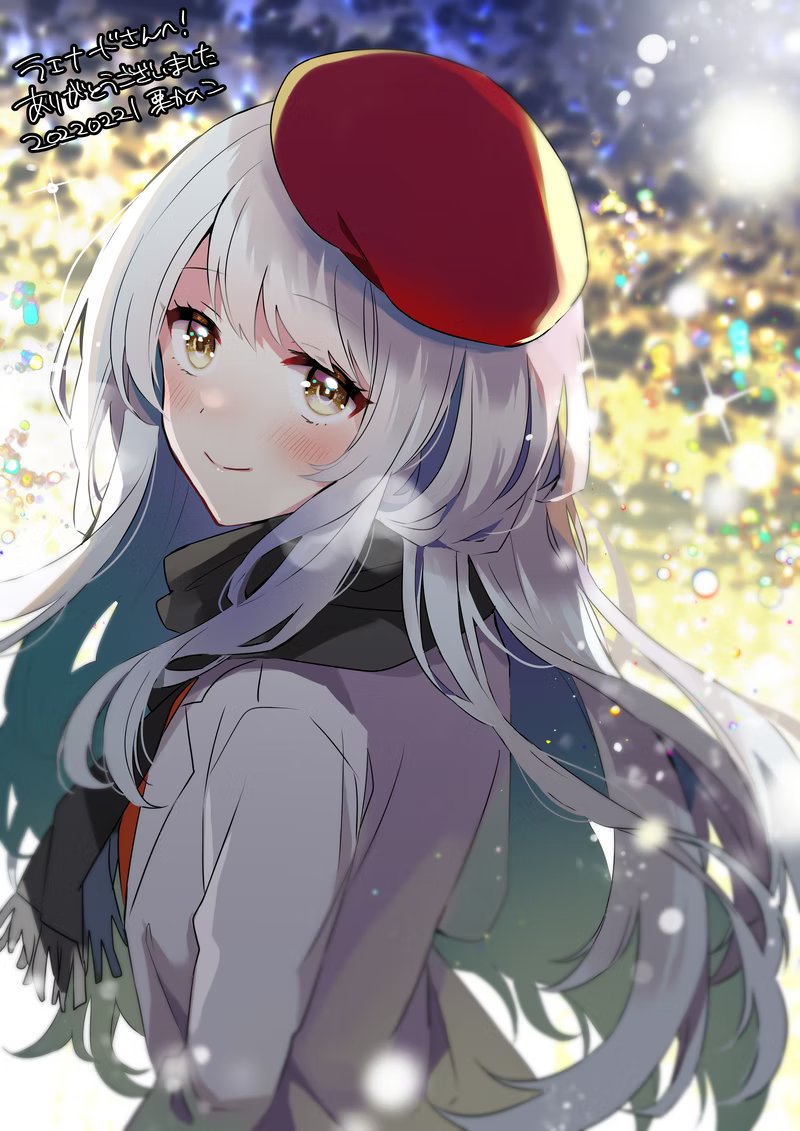 shoukaku (kancolle) 1girl solo long hair scarf hat red headwear beret  illustration images