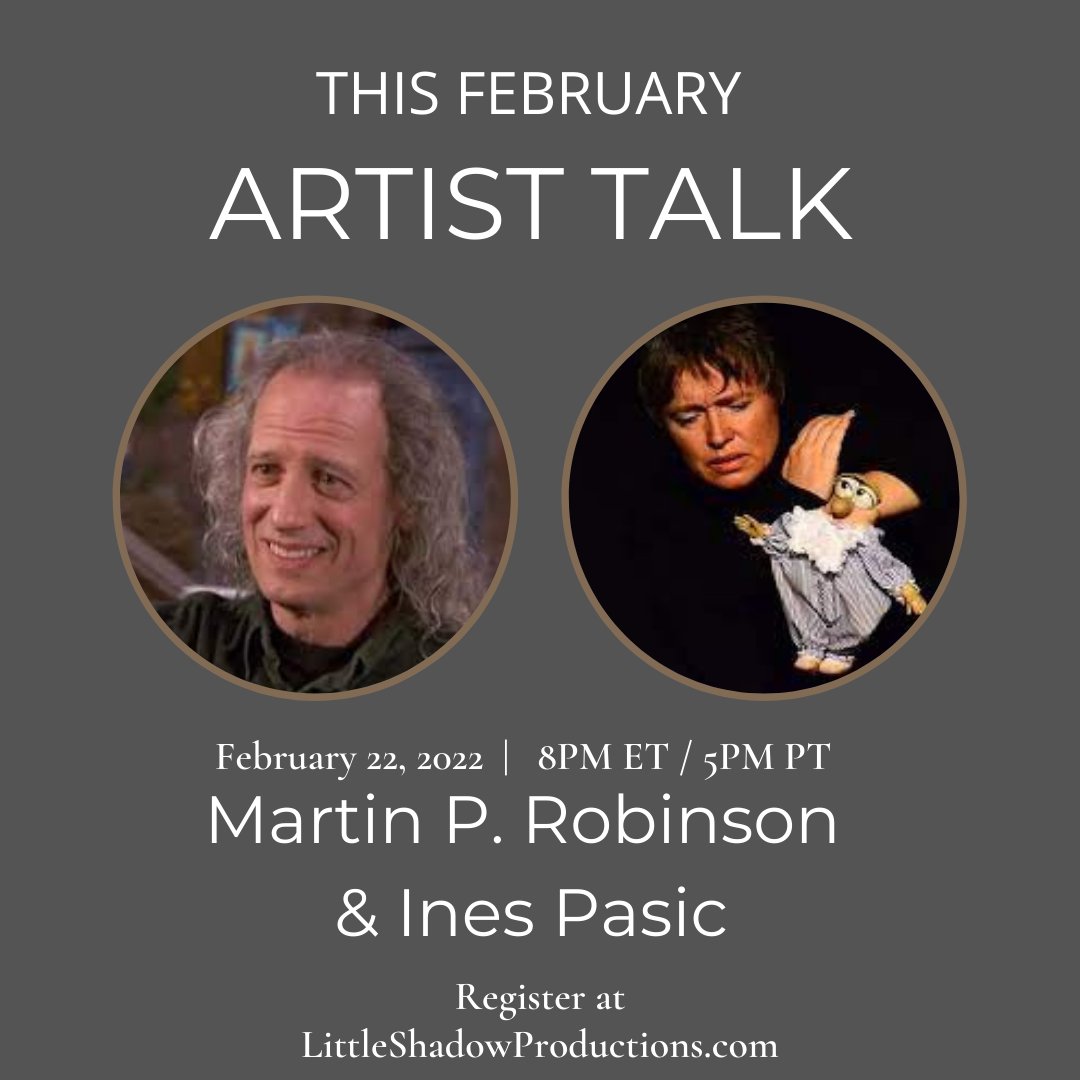 lilshadproduc's tweet photo. Martin P. Robinson and Ines Pasic, two astonishingly talented puppeteers gather discuss puppetry, movement, music and more. This is sure to be a unforgettable meeting of the minds. 
**Pay What You May at https://t.co/wSXbidanY7
#puppets #artisttalk #Peru #USA #music #spanish https://t.co/ouXnQmU38b