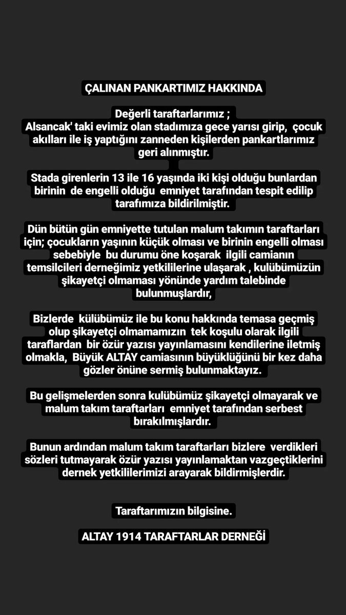 ÇALINAN PANKARTIMIZ HAKKINDA

#MalumTakım