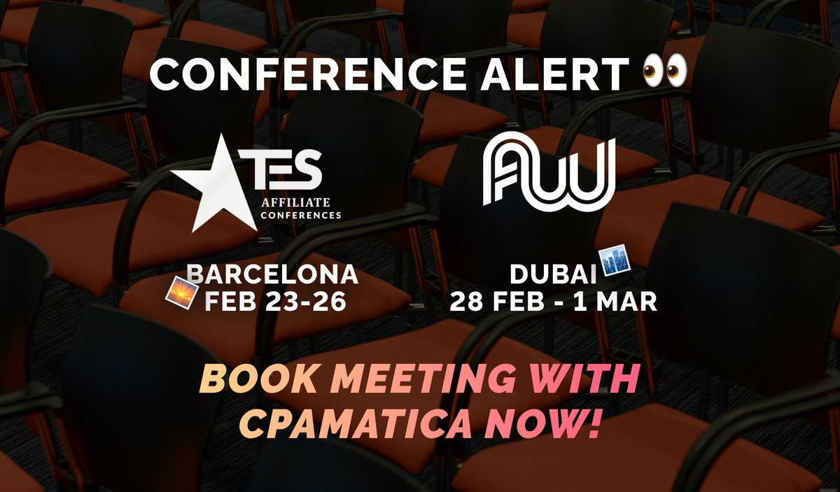 Cpamatica's tweet image. 👏🏻 Networking February is here! Cpamatica is attending both the most significant affiliate events of the season — TES and AW.
