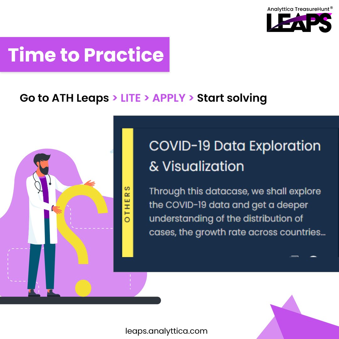 Analyttica's tweet photo. Time to Solve! With our practice case on “COVID-19 Data Exploration &amp; Visualization,” you can create📝, tweak and even invent your own solutions💡. Visit👉 https://t.co/8laQ2bpXrQ

#datavisualization #dataanalysis #casestudy #datascience https://t.co/SqUCPGwLBy