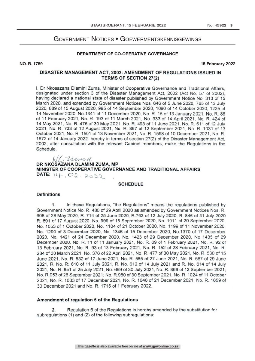 DJEloff's tweet photo. Thanks to the threat of legal action by @AfriForum, the Minister of COGTA has retracted government's plans to force medical treatment for COVID-19 and compel isolation in state facilities.

We gave COGTA until Friday to revise the draconian regulations and they have complied. https://t.co/EqVFlMo2g9