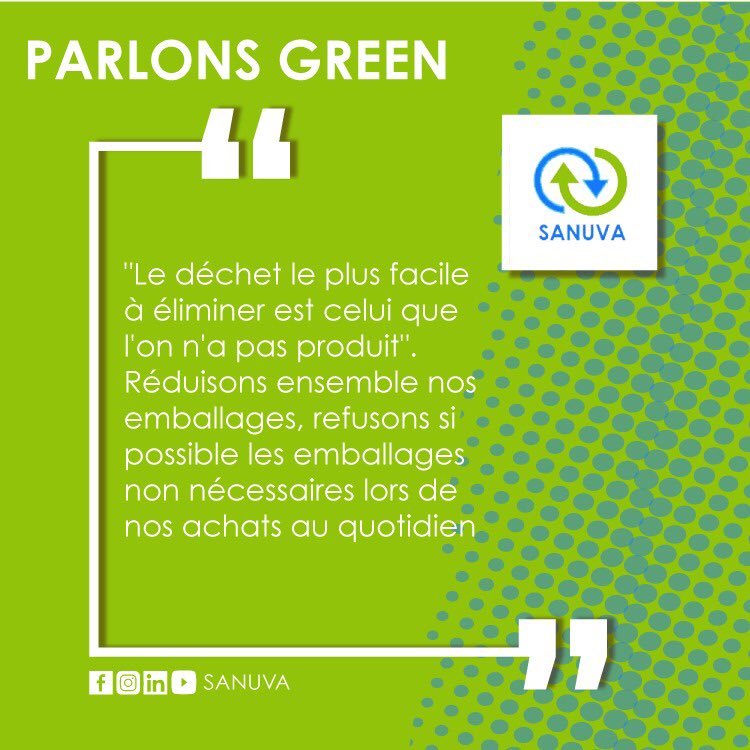 sanuva2's tweet photo. #ParlonsGreen 📢
🔄"Le déchet le plus facile à éliminer est celui que l'on n'a pas produit".
Réduisons ensemble nos emballages, refusons si possible les emballages non nécessaires lors de nos achats au quotidien."

Bonne semaine !
#environnement #climatechange #recyclage https://t.co/7xbPgzaBFy