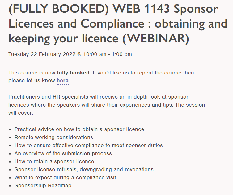 ILPAimmigration's tweet photo. Our Sponsor Licence & Compliance training delivered by Chetal Patel from @BatesWellsTweet, Sam Ingham & Smruti Jeyanandhan from @LauraDevineLaw is always a hit & is now SOLD OUT. We'll be publishing new dates shortly!
#legaltraining #CPD #immigration #ILPAtraining #sponsorship https://t.co/UxGURtRvwp