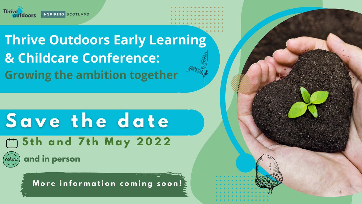 Thrive_Outdoors's tweet image. Exciting News! Thrive Outdoors are holding a conference!
💥Thursday 5th May - online for leaders, managers &amp;amp; policy makers
💥Saturday 7th May - in person, practical workshops for practitioners 
More info soon!
#LoveOutdoorPlay #PlayIStheWay #TeamELC