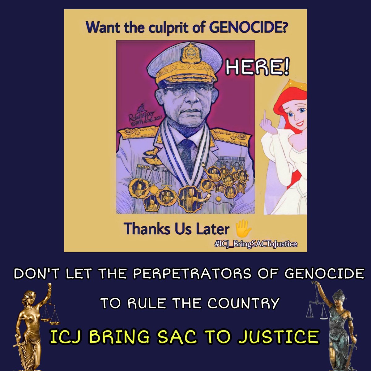 Myanmar junta's team for international coordination and its union attorney-general are expected to be emerged at "Genocide" hearing in Hague. And, delegates of SAC, Ko Ko Hlaing &amp; Thida Oo, ‌are on the sanctions of US. All we expected from <a href="/ICJ_org/">ICJ</a> is just #ICJ_BringSACToJustice.