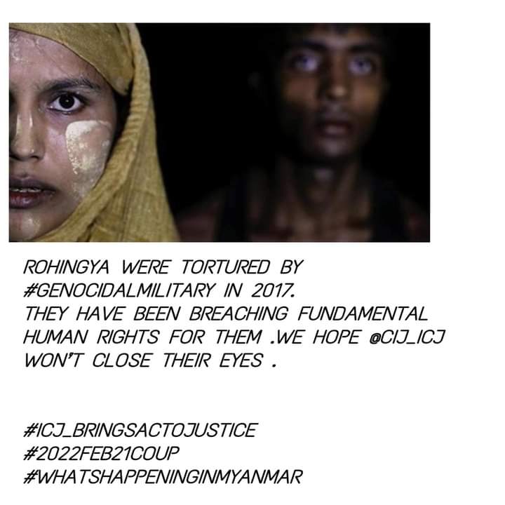 miN13700's tweet photo. Rohingya were tortured by #GenocidalMilitary in 2017. 
They have been breaching fundamental human rights for them .We hope @CIJ_ICJ won’t close their eyes . 

#ICJ_BringSACToJustice
#2022Feb21Coup
#WhatsHappeningInMyanmar https://t.co/5Fy2Ijvopw