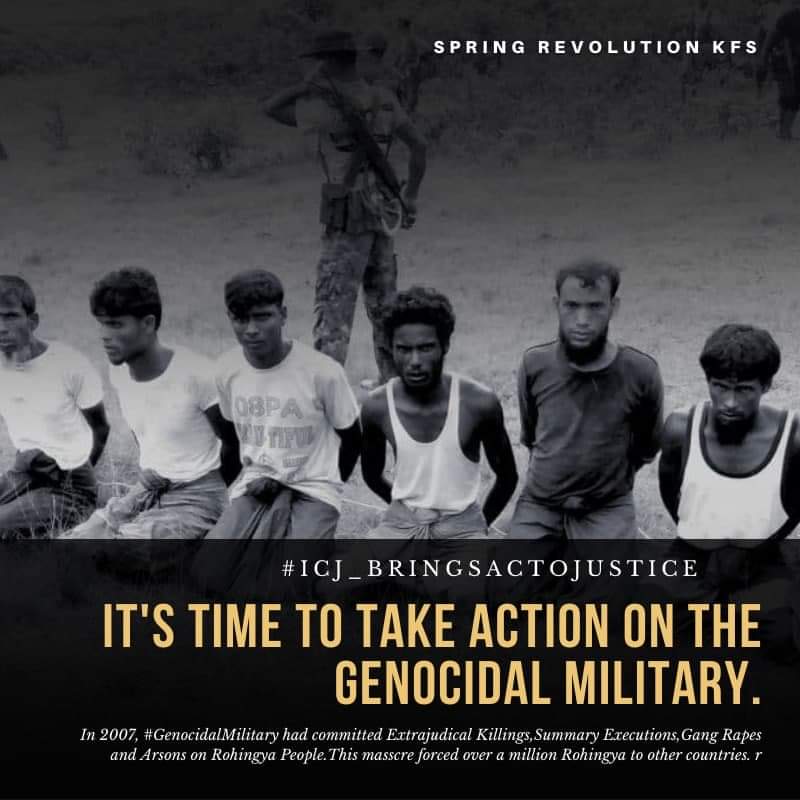 ZarmaniZN's tweet photo. In 2017,#GenocidalMilitary had committed Extrajudicial Killings, Summary Executions, Gang Rapes and Arsons on Rohingya People. This massacre forced over a million Rohingya to flee other countries. It's time for @CIJ_ICJ to take action against this Military. #ICJ_BringSACToJustice https://t.co/xp3yJN2BLy
