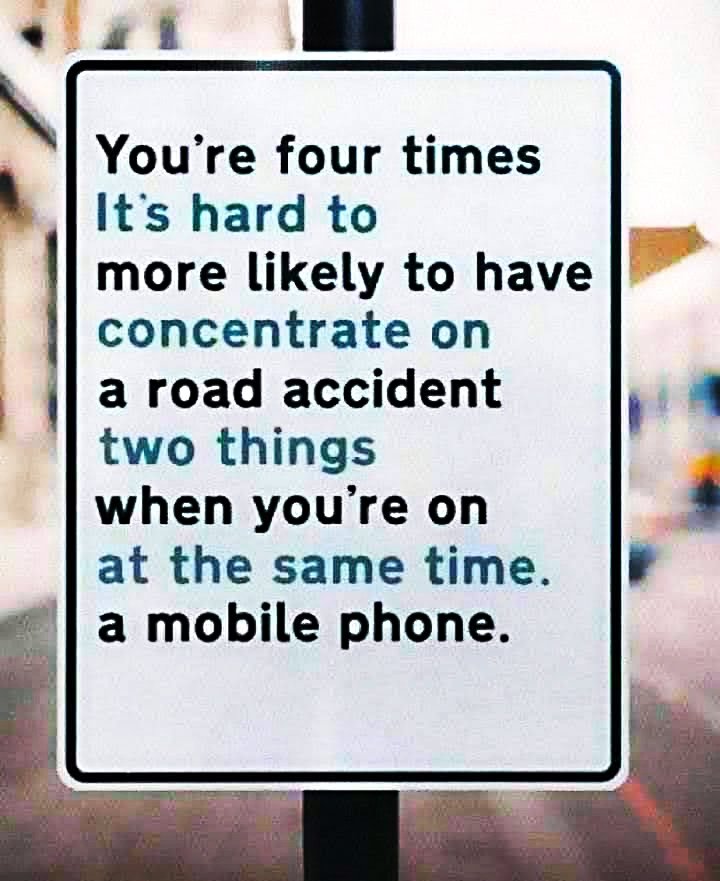 ridesafedp's tweet image. FOUR TIMES more likely. Lousy odds. #drivesafe #SingleTaskingDay
