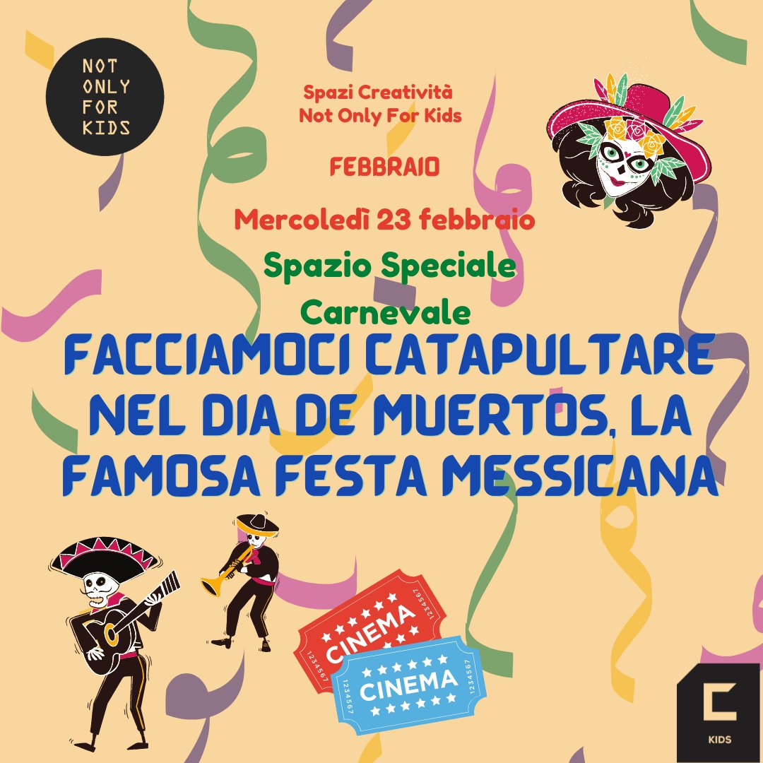 cultve's tweet photo. Catapultati nel “Dia de Muertos”, la più famosa festa messicana, domani #23febbraio a #NotOnlyForKids i ragazzi vivranno un pomeriggio di avventure surreali e un divertente quiz.
Appuntamento al #CentroCandaini alle 17!👇
https://t.co/LC34Ti5h7f
@comunevenezia https://t.co/r0b0pmwQlH