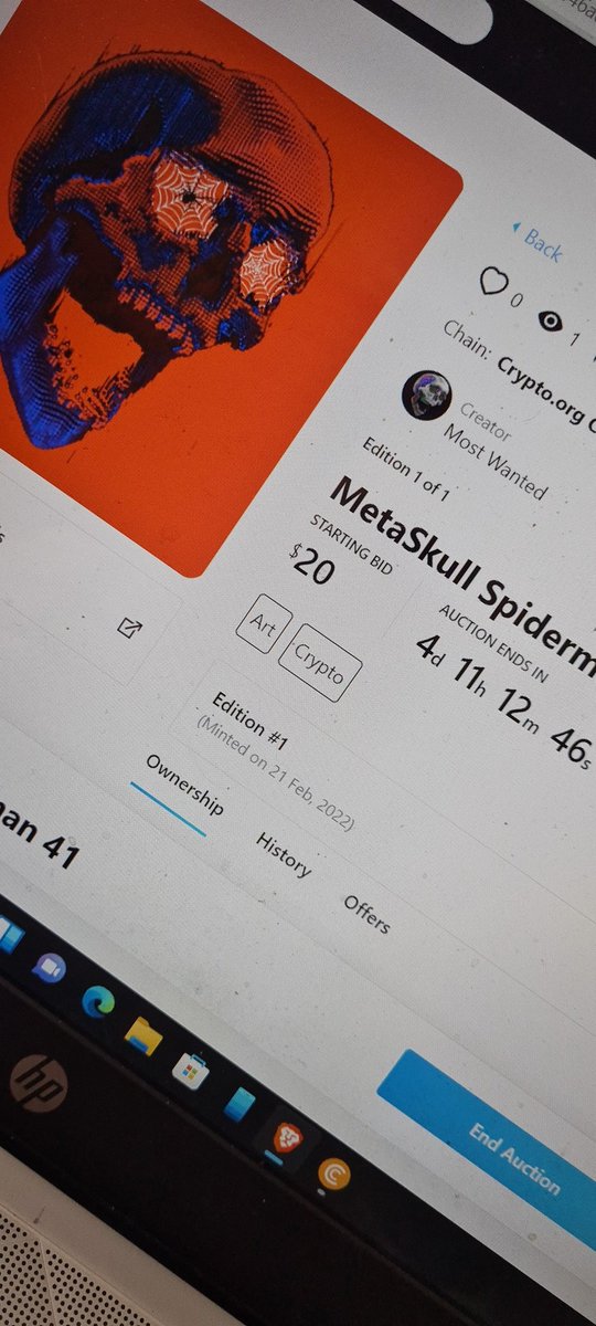 MetaSkull1's tweet image. The MetaSkull Spiderman is up for auction. crypto.com/nft/collection…
#CRO #crofam #FFTB #NFT #NFTs #NFTCommunity #Cronos #nftart