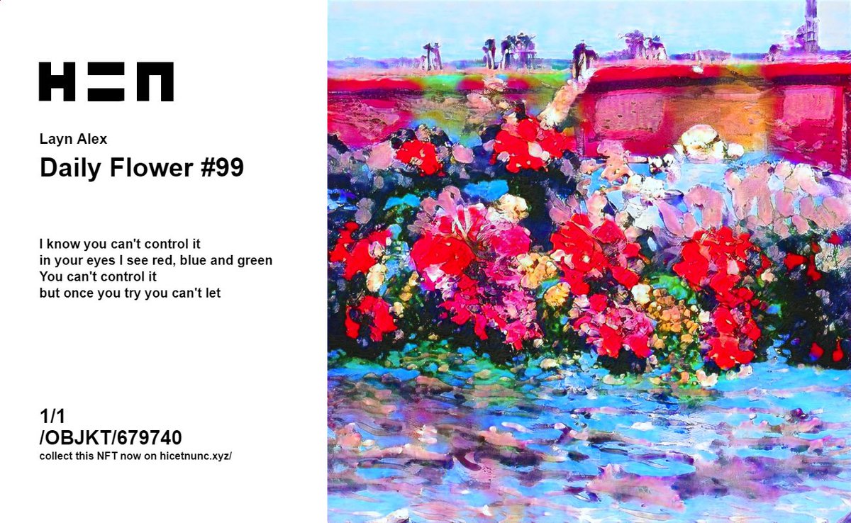 LaynAlex's tweet photo. 🌹Daily Flower #99

I know you can't control it
in your eyes I see red, blue and green
You can't control it
but once you try you can't let

✨1/1 ed. 
https://t.co/eCcu6XXkm0
https://t.co/Khn7lgZ7bG

#CleanNFTs #NFTCommunity https://t.co/46MhUm5pks