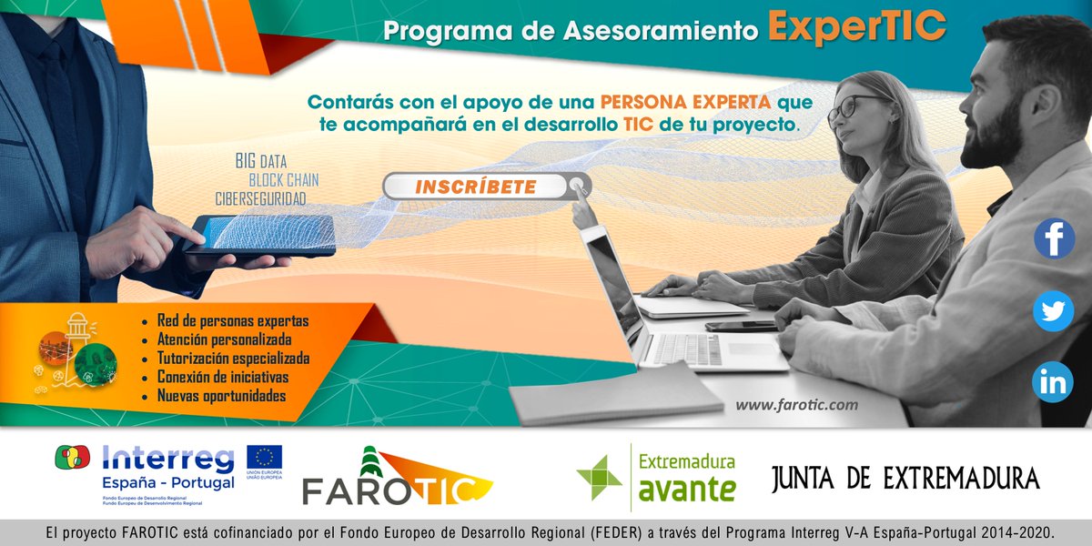 e_avante's tweet photo. ⏳ ¡Última semana para inscribirse en el Programa de Asesoramiento #ExperTIC de @farotic❗️
📢 Nuevas plazas disponibles 👉 ¡Participa y contarás con asesoramiento especializado para el desarrollo #TIC de tu negocio! 🔝
📝 Info e inscripciones ➡️ https://t.co/X8OsXStnYq
@poctep https://t.co/kMULr68ADR