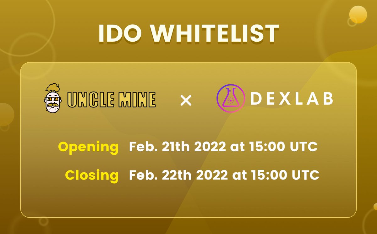 UncleMineNews's tweet image. #Whitelist begins on @Dexlab_official 🎉🎉🎉

Check out trade.dexlab.space/#/v3/ido/8f5eb…
to get your UM token!