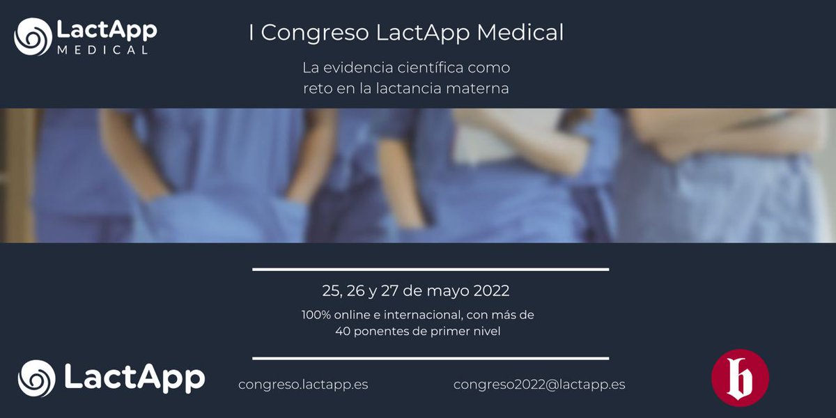En mayo celebraremos el I Congreso LactApp Medical, una cita internacional de tres días con más de 40 ponentes de primer nivel. 100% online y con Call for papers abierto hasta el 28 de marzo lactapp.es/congreso-medic…