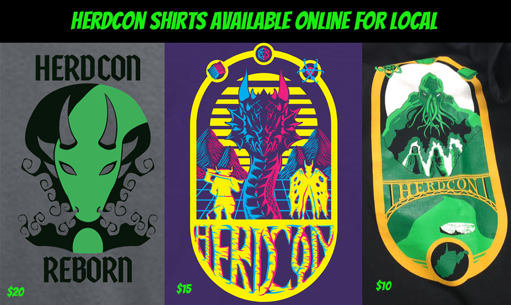 HerdConWV's tweet photo. HerdCon shirts are now available online for pre-purchase.  Local Pickup Only.
VIP packages available $25, includes 2022 shirt, 2 HerdCon dice, art print, local coupons, and more.
https://t.co/W8xVKwjZy7 https://t.co/2TbwfuNqEx