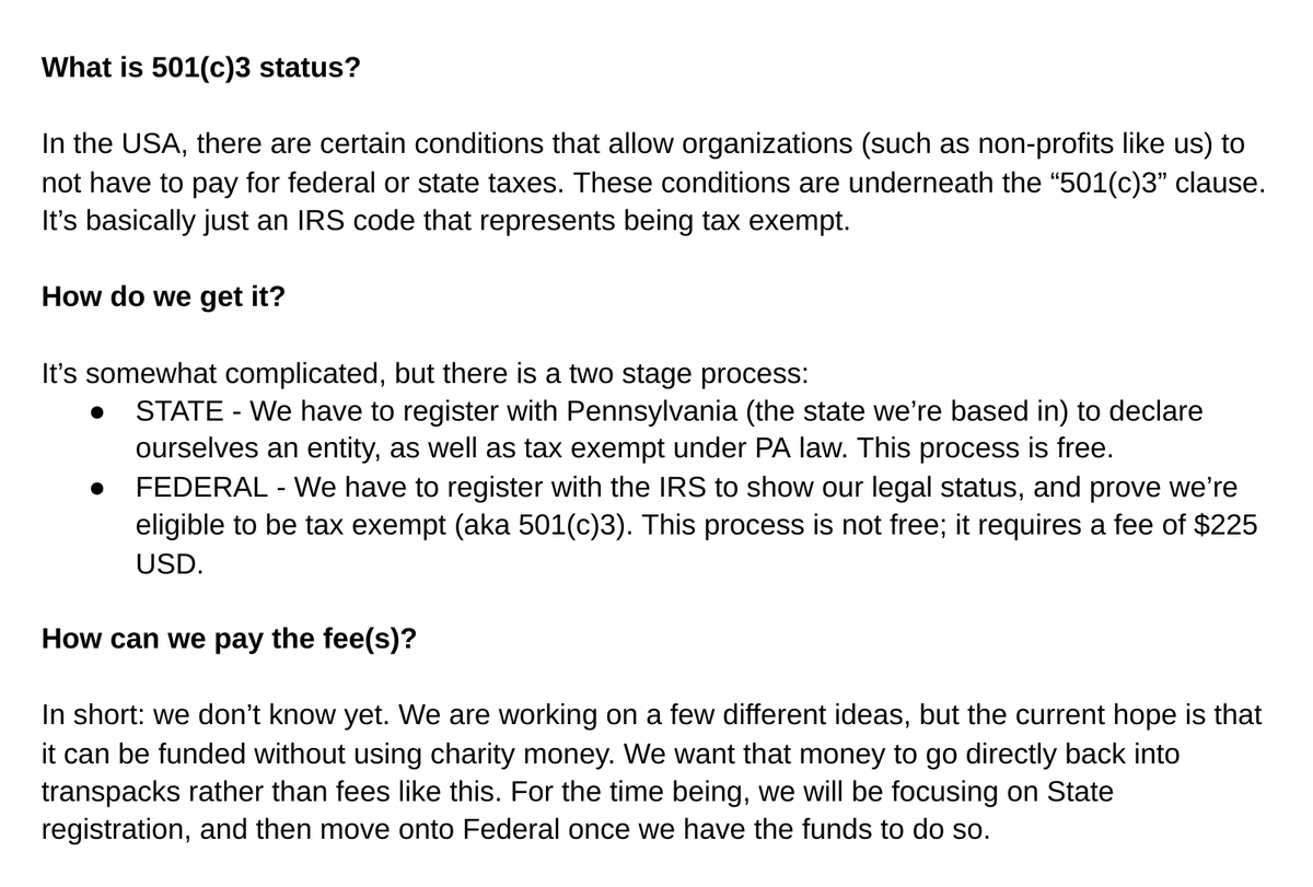 transscloset's tweet photo. As promised - a quick explanation of registering TTC for 501(c)3 status: https://t.co/xMn29JINhW