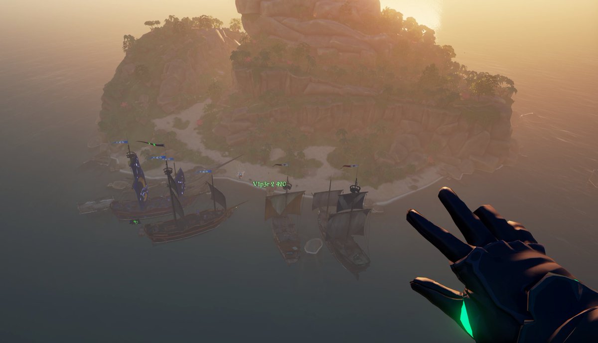So I played <a href="/SeaOfThieves/">Sea of Thieves</a> for 32 hours straight, in hopes of getting the best achievement in the game IMO, the GlitterBeard achievement!
I was able to successfully pull this off not once but twice on 2 different servers with total strangers both times! No spoilers! Pic of Fleets!