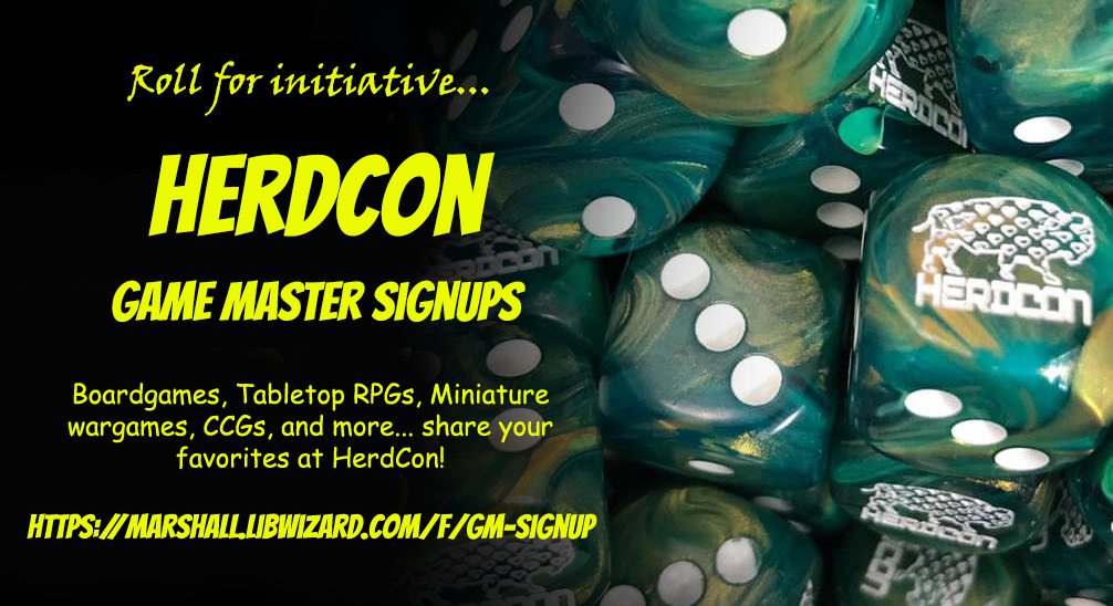 HerdConWV's tweet photo. We're still accepting Game Master and demo registrations for HerdCon!  Game rooms open noon-8pm March 5th.  

https://t.co/AJYUCSKudZ https://t.co/fjUltehE0X