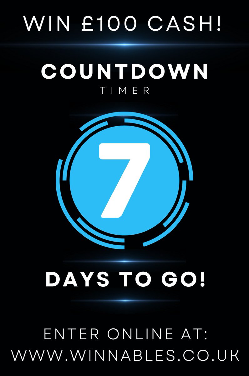 WinnablesUK's tweet photo. ⏰⏰⏰7 Days To Go!⏰⏰⏰

Next Monday one lucky Winnables Winner will be £100 richer 💷🔥🎉  It could be you! All you have to do is enter 🎟🤩

Only 26 tickets gone, over 80% tickets remaining🤯 Enter online at: https://t.co/bmagM6STBe https://t.co/YutB3l81dT