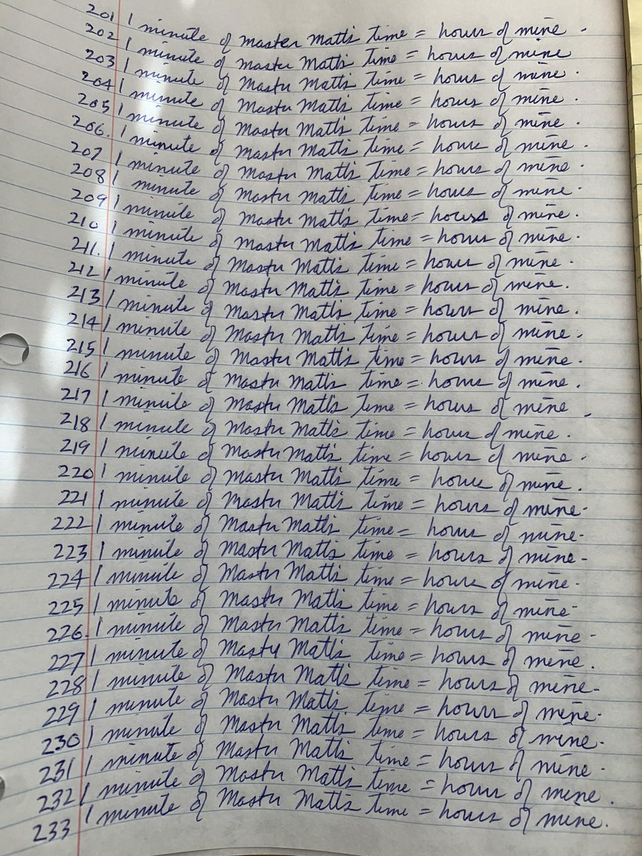 MasterMattLines's tweet photo. Weekend's work from one slave, reminding it of the power imbalance between us. 1 minute for Me to think of a line and number, 3 hours for it, hunched over a desk writing line after line after line... Who's next?

#writinglines #linewriting #bdsm https://t.co/HSIOoUoCLU
