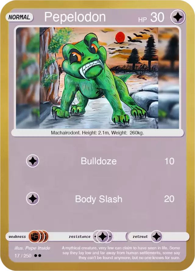 pepeinsidee's tweet photo. Pepelodon, the ancient and mysterious Pepemon is live on Pepedex

Its a hand drawn Pepemon
Third and final dispenser for now is up

https://t.co/vsxkHbctqk

Join us and explore for more
https://t.co/aLGKAJdekN

#NFT #Bitcoin #xcp #counterparty #pepemon
@dasistsatori @PepemonXCP https://t.co/jrkTvaMcIz