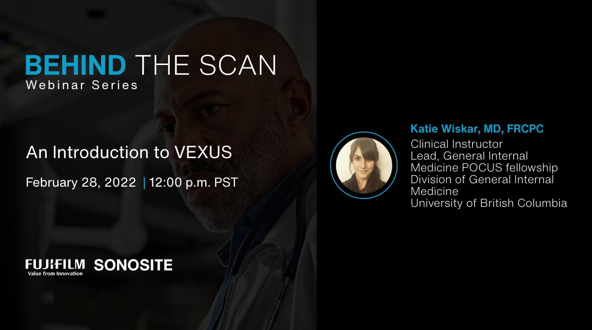 Sonosite's tweet photo. On February 28, @UBC's Katie Wiskar, MD, FRCPC, provides an introduction on how to perform the novel #pocus technique called VEXUS, or Venous Excess #Ultrasound, and how to incorporate it into your clinical practice. Sign up via https://t.co/CnIcD4RDCR
#sonosite #behindthescan https://t.co/i74XZcALbK