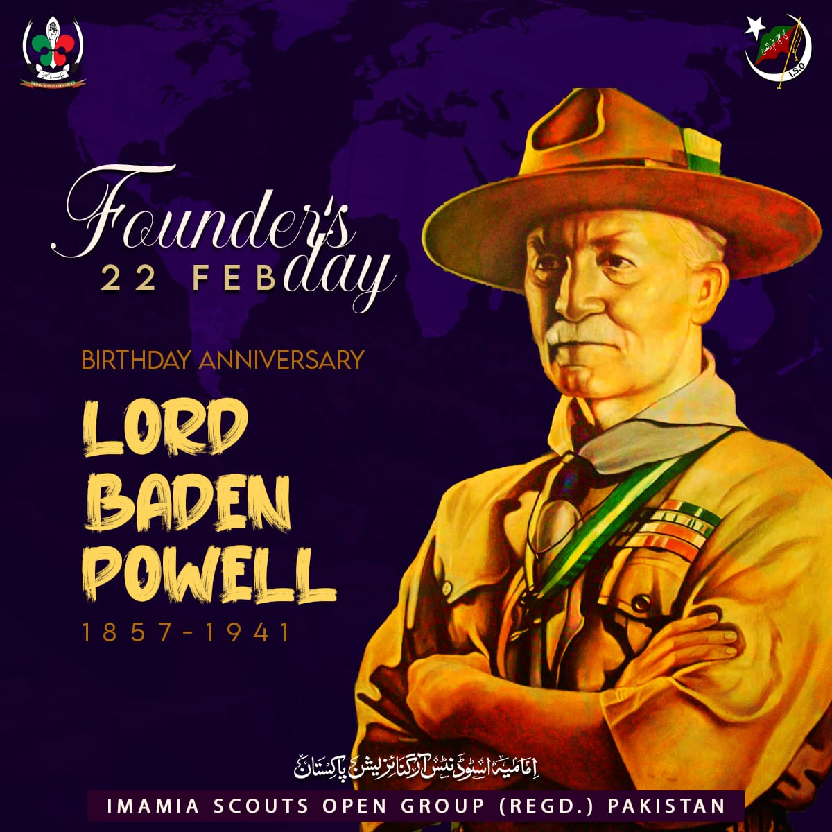 ImamiaScouts's tweet photo. Founder's Day
22 Feb

Birthday Anniversary
LORD BADEN POWELLL
1857-1941

#ISOPakistan
#ImamiaScouts
#IMH https://t.co/Wp7GNcpbKh