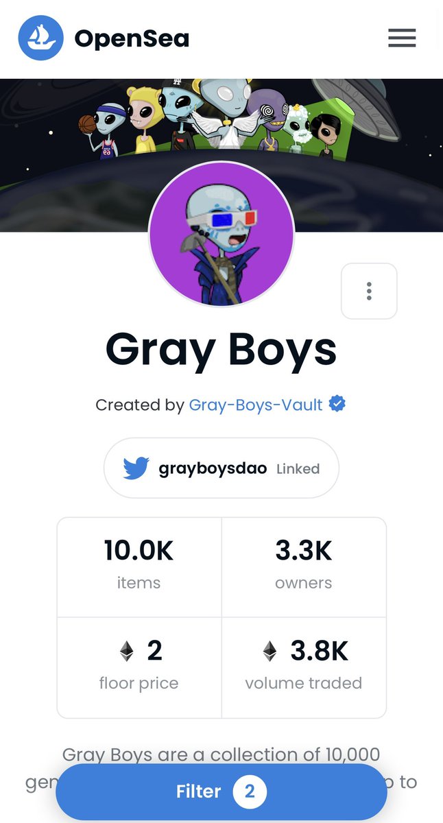 iDeadbutAlive's tweet photo. And a couple days later we are at a 2 ETH floor! I promise you guys we are just getting started! Buckle up and prepare to moon! #GrayBoys #NFTs #NFT https://t.co/JxDXRuVbkd