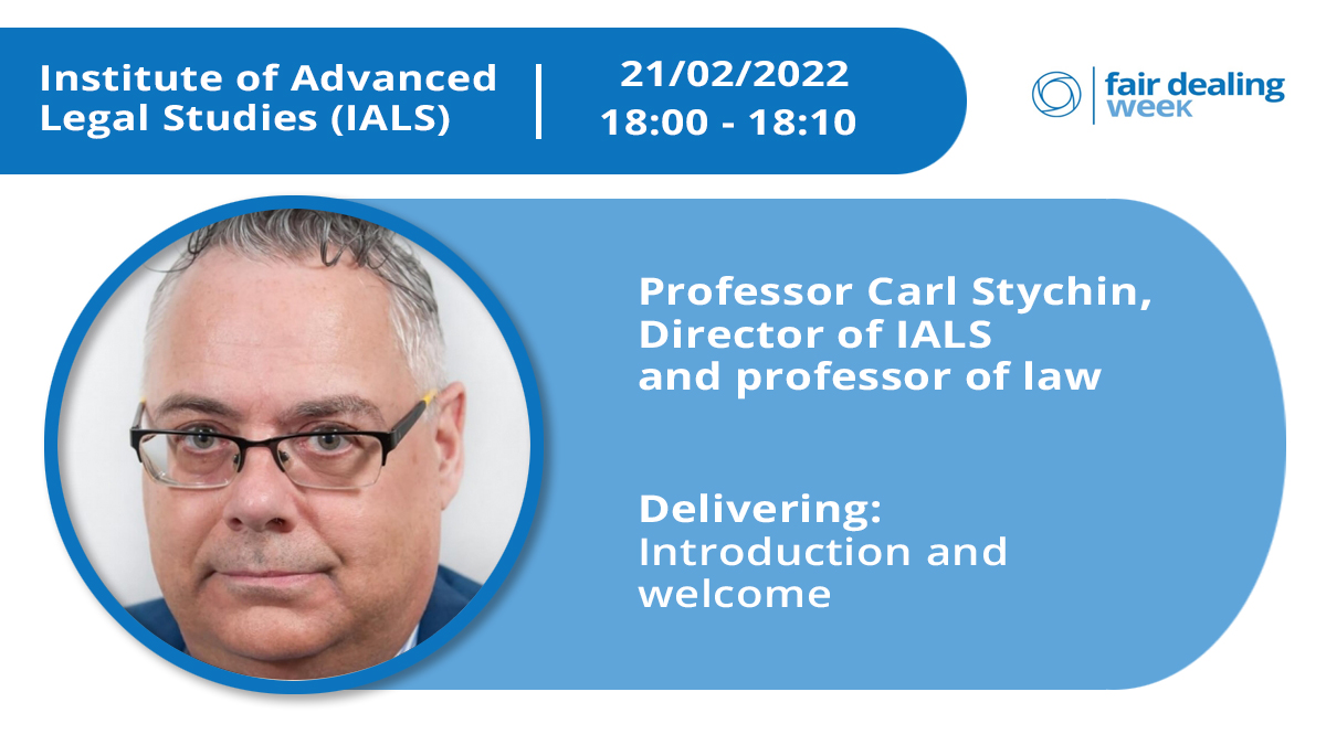ALTCoOLSIG's tweet photo. Ok everyone, we commence our UK Fair Dealing week event @IALS_law with an introduction from Professor Carl Stychin. #FairUseWeek , #UKFairDealingWeek https://t.co/KTnykCDmoN