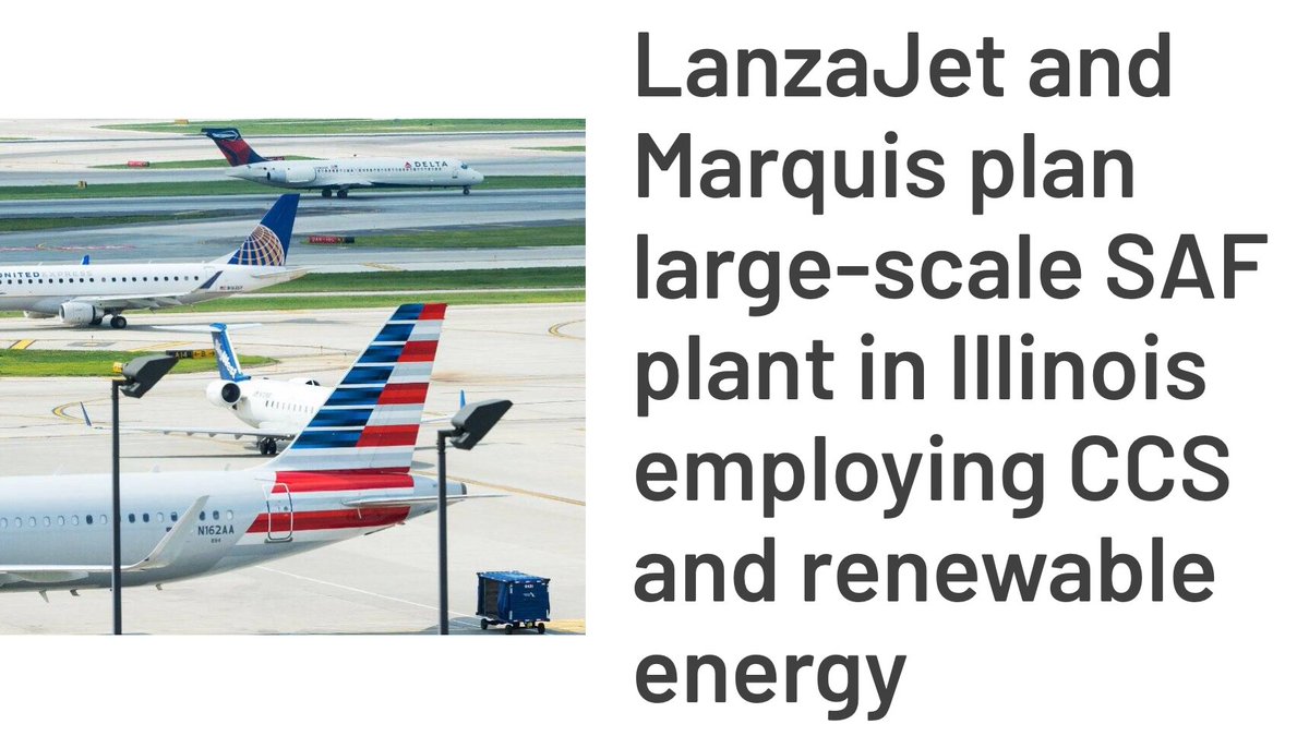 Two US-based #RenewableFuels companies — <a href="/LanzaJet/">LanzaJet</a> and @MarquisSAF — have announced plans to build a new plant near Chicago, with annual capacity to produce up to 120M gallons of #SustainableAviationFuel and #RenewableDiesel.

greenairnews.com/?=2501 <a href="/THarro787380/">Tony Harrington</a> <a href="/GreenAirOnline/">GreenAir Online</a>
