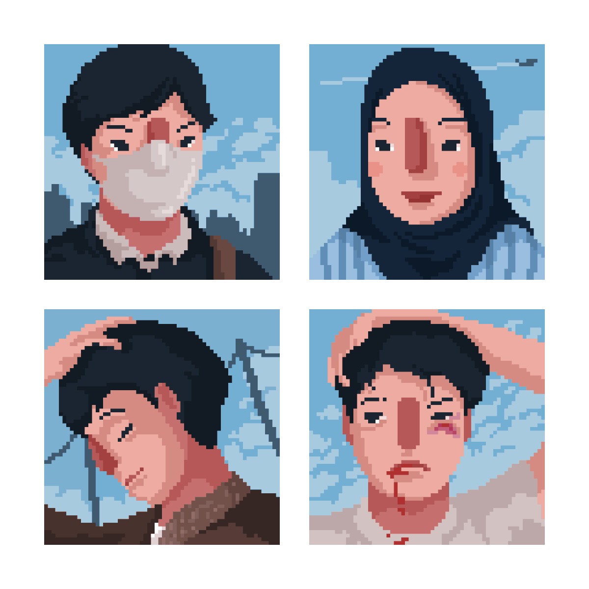 drakkerx's tweet photo. today I'm making these 64x64 pixel portraits, I adding simple background too!☁️✈️

#pixelart #portrait #ドット絵 https://t.co/xrcRrek7lM