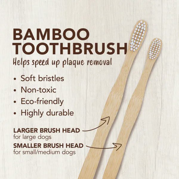 Our eco-friendly 🌱 bamboo toothbrush helps to speed up the removal of pesky plaque and reduce bad breath. For tip-top teeth, brush your pup's chompers once daily with their favorite TropiClean Enticers Teeth Cleaning Gel.

#tropiclean #dogs #dogsoftwitter #productlaunch
