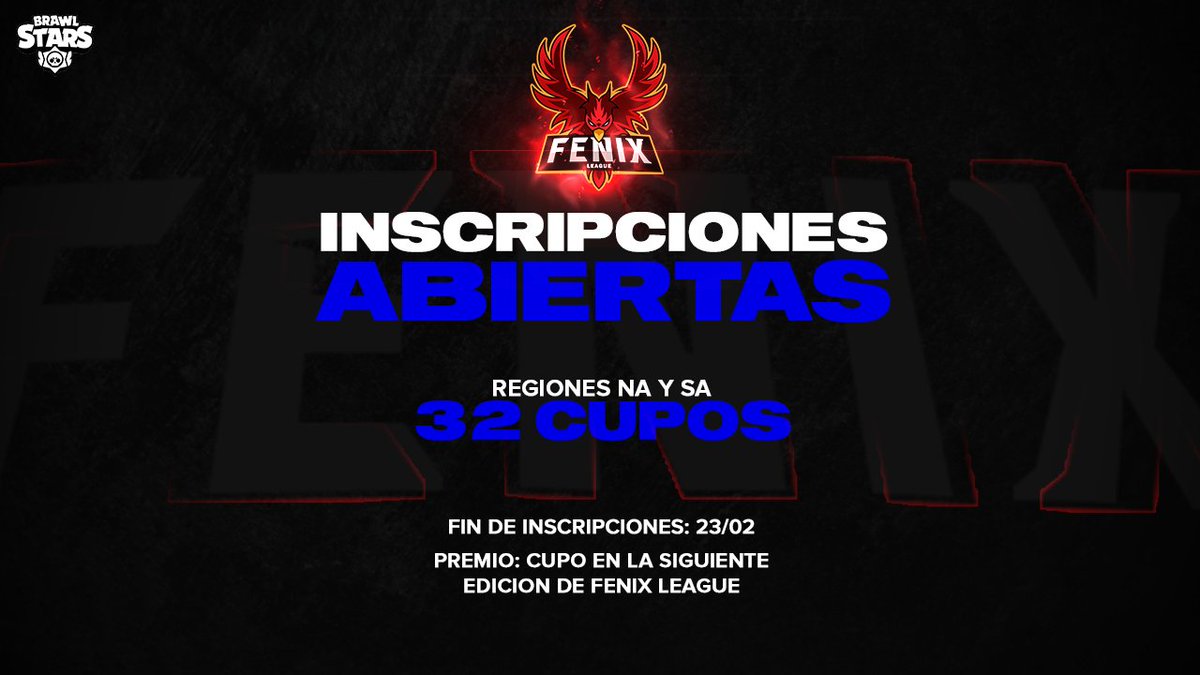 #BS | Inscripciones clasificatorios (NA y SA)

Los ganadores de cada bracket tendrán la oportunidad de participar en la siguiente edición de Fenix League

Para participar: 

➡️ Da RT
➡️ Sigue a <a href="/TournamentFenix/">Fenix Tournaments</a> y <a href="/Fenix_LeagueBS/">Fenix League</a> 
➡️ Menciona a 1 equipo

Luego envía MD
