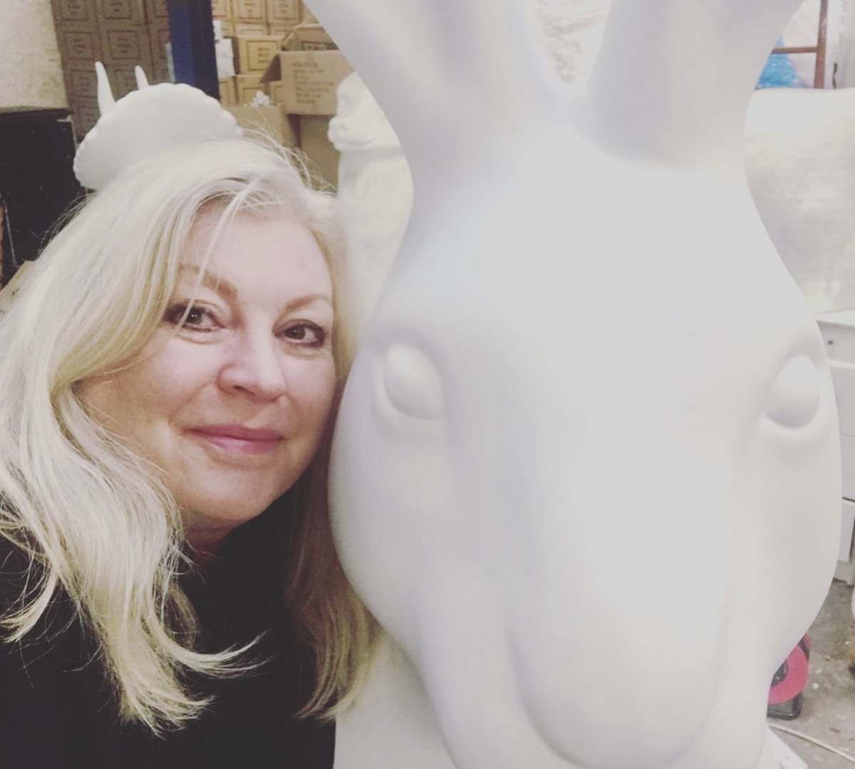 HaresHampshire's tweet photo. Take a sneak peek behind the scenes with some of the talented artists that will be decorating a hare for the @hareshampshire art trail this summer 👀 who else is excited to see how they turn out? 🐇💙⁠ @themurrayparish @thejimmurray #hampshireartist #wheresthehare #charityevent https://t.co/CdytPrmUeG