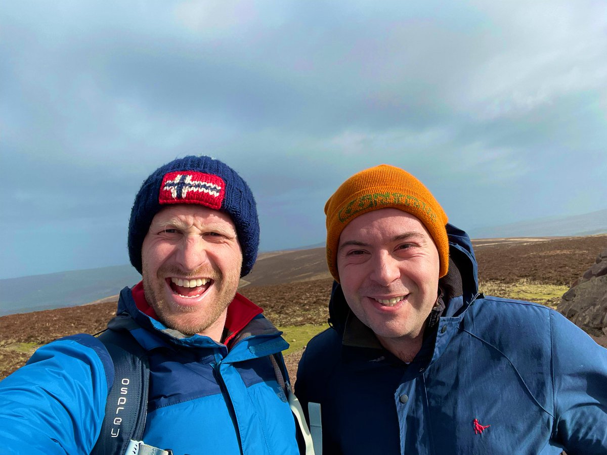 BritainsHigh's tweet photo. 23/47 Dunkers Beacon, Somerset, 519m with @calcalmurphy #Somerset #Exmoor #windy #StormFranklin https://t.co/i6BjPjJFO6