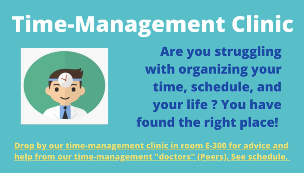 VanierVTV's tweet photo. Struggling with organizing your time? ⏰ Visit the Time-Management Clinic! 

Schedule for the week of Feb 21st:

Mon: 10am-11am &amp; 12pm-1pm
Tues: 12pm-1pm
Wed: 1:30pm-2:30pm
Thurs: 10am-11am &amp; 12pm-1pm
Fri: 9am-10am &amp; 12pm-1pm

#vaniercollege #learningcommons #vanierkeysociety https://t.co/mgrVfkEZDO