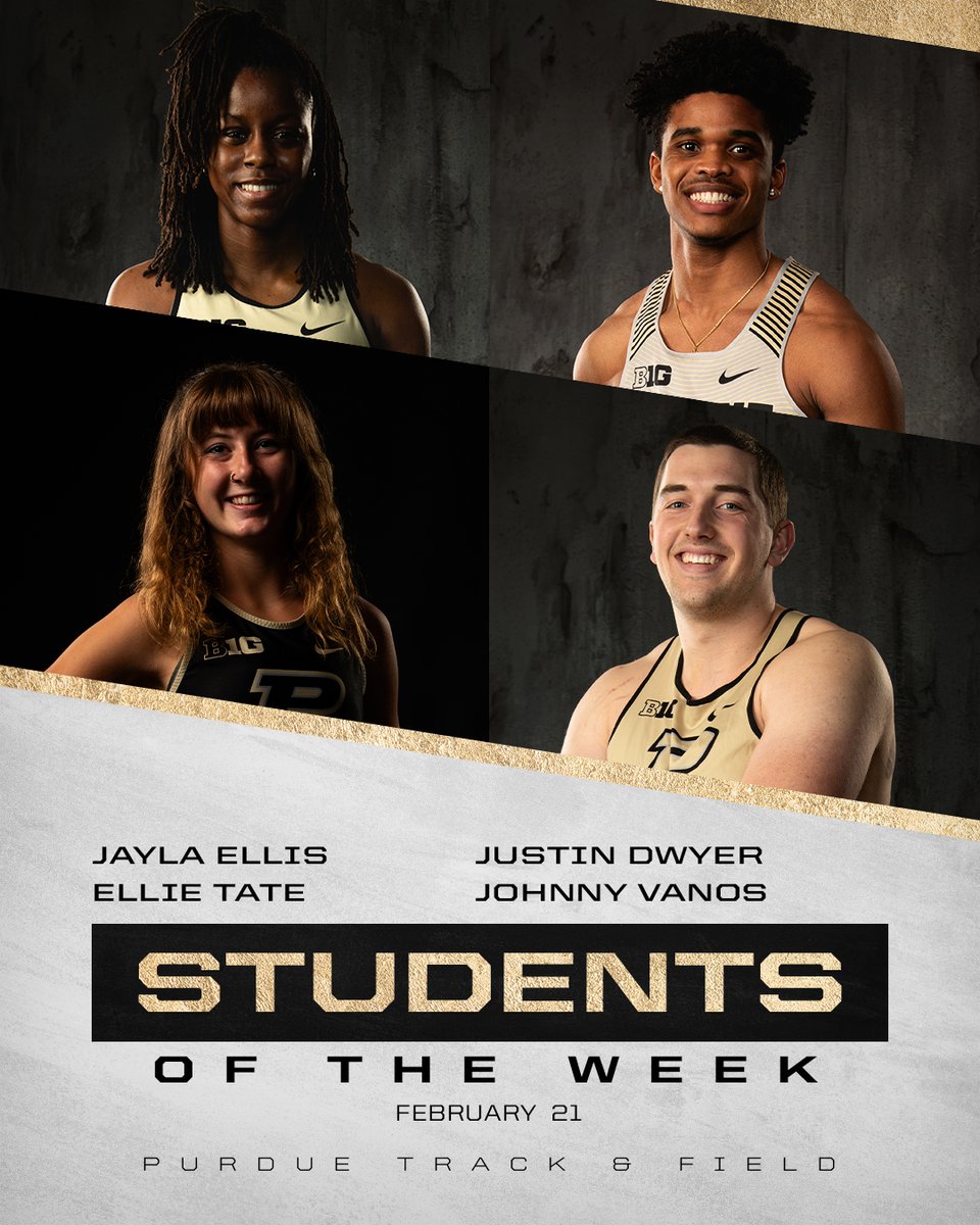 PurdueTrackXC's tweet photo. Another strong week in the classroom, congrats to our students of the week for Feb. 14-20! 📚

#BoilerUp 🚂 https://t.co/68Lk7hqOsl