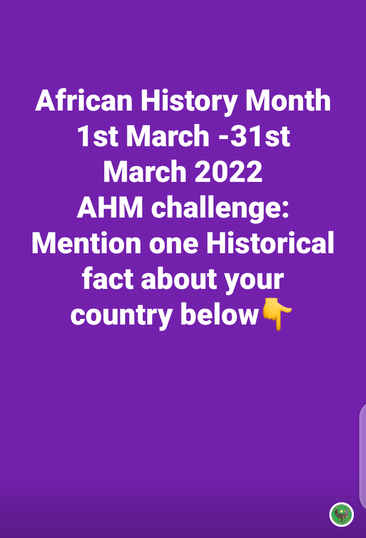 African History Month 1st March -31st March 2022
AHM challenge: Mention one Historical fact about your country below👇
#AfricanHistoryMonth #AHM2022