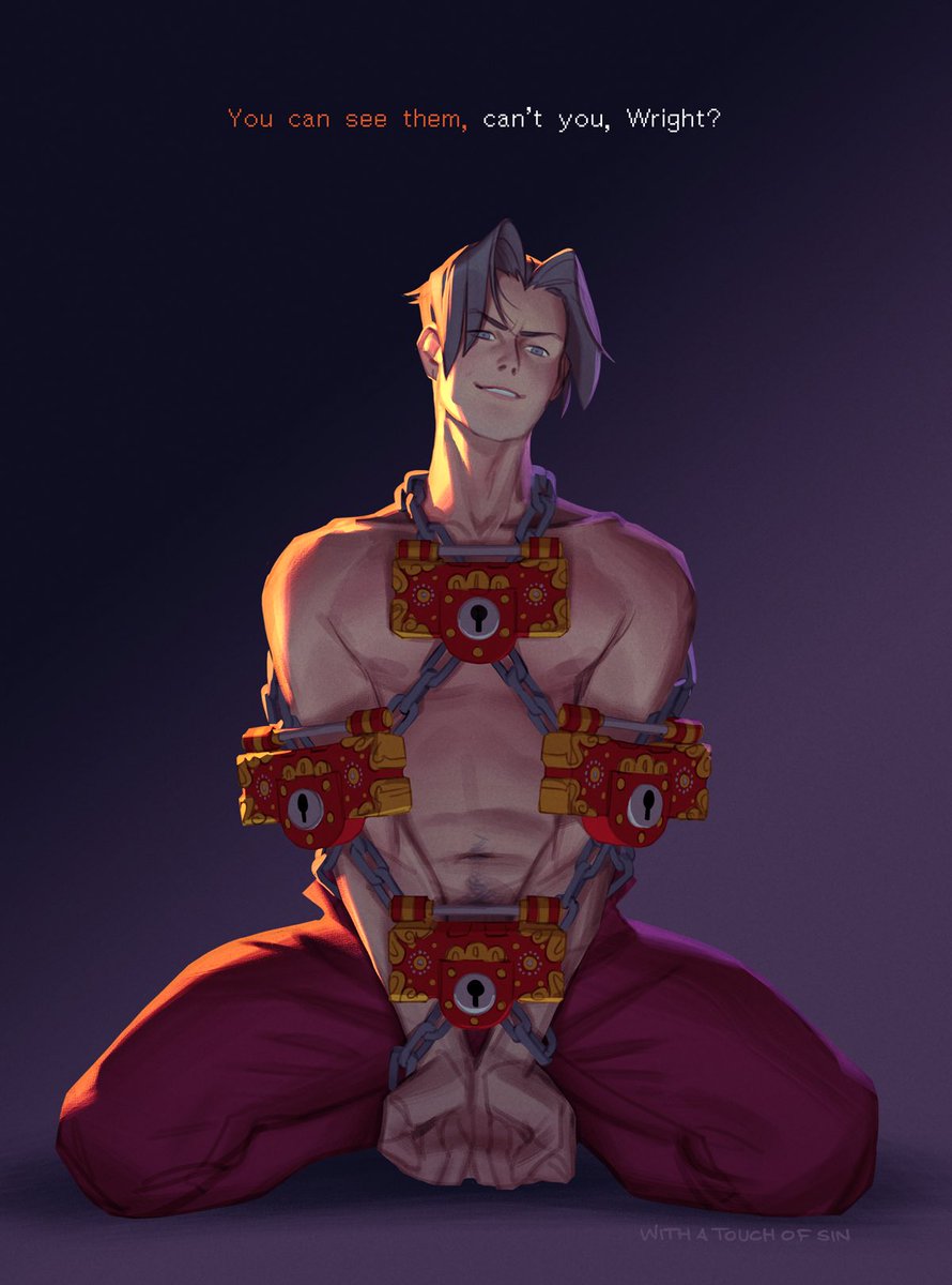 WithATouchOfSin's tweet photo. fell down a big ol’ Ace Attorney hole the past couple of months and haven’t been able to get the concept of “what if Edgeworth + Psyche-locks” out of my brain🔒🔒🔒👀 https://t.co/fcpJzUhx5z