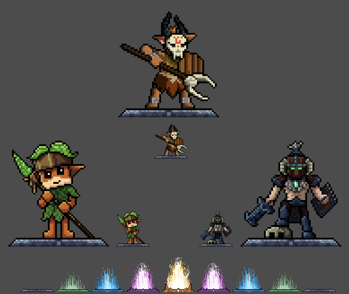 art_of_bob's tweet photo. Here there are all 3 of them! #kweebec #feran #outlander #Hytale #pixelart @Hytale https://t.co/63Sypj9f9U