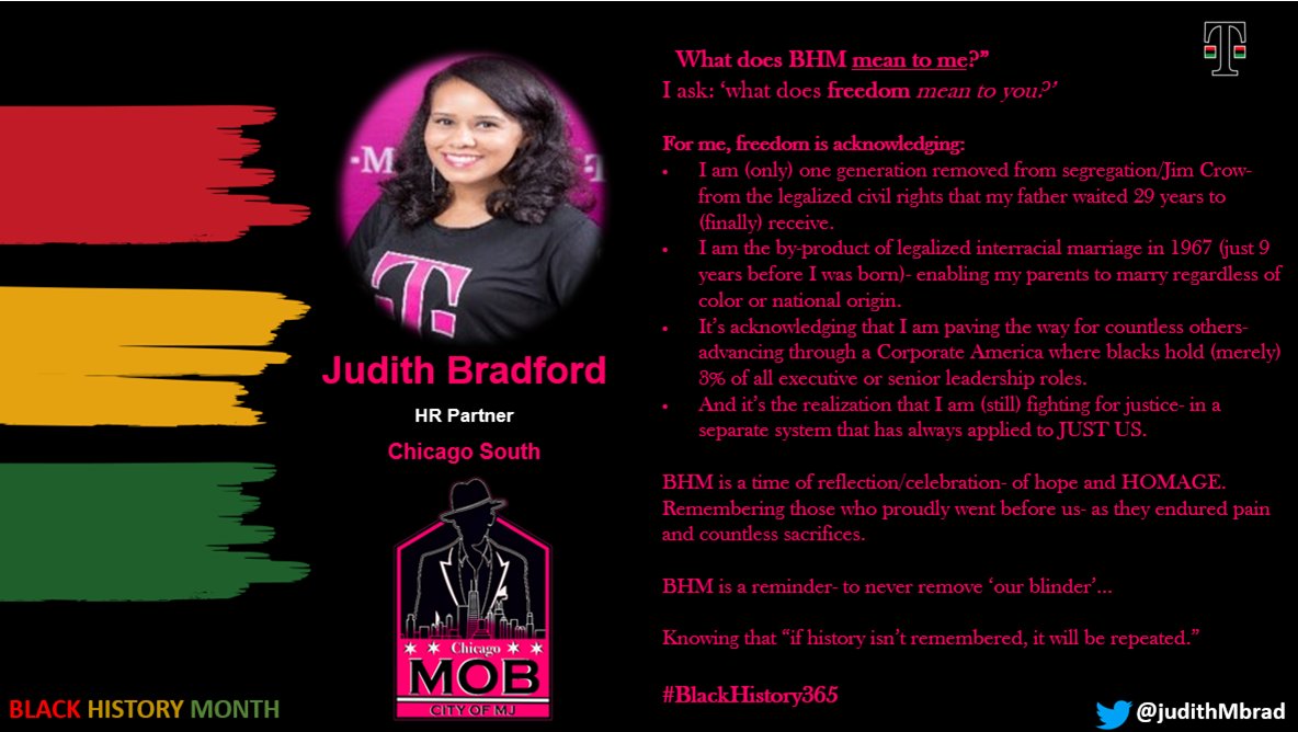 Our MOB Spotlight goes to our HR Partner <a href="/judithMbrad/">judith bradford</a> speaking truth and wisdom! 🙏Thank you for sharing what Black History and freedom means to you with us. #BlackHistoryMonth #MOB